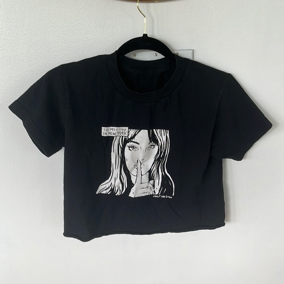 Brandy Melville Tops - brandy melville cropped “i’ll meet you in new york” top shirt